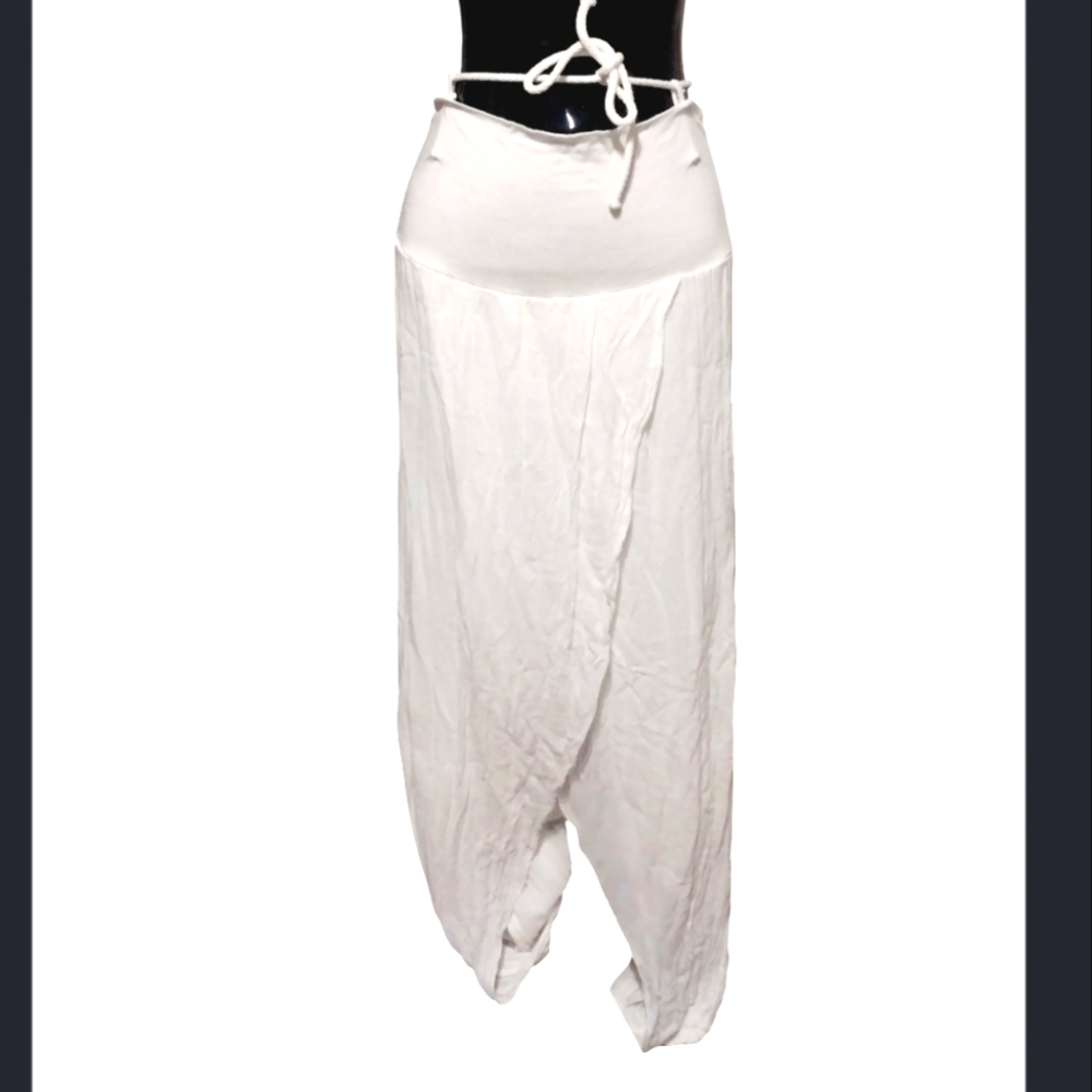 Elegant White Wide Leg Women's Pants